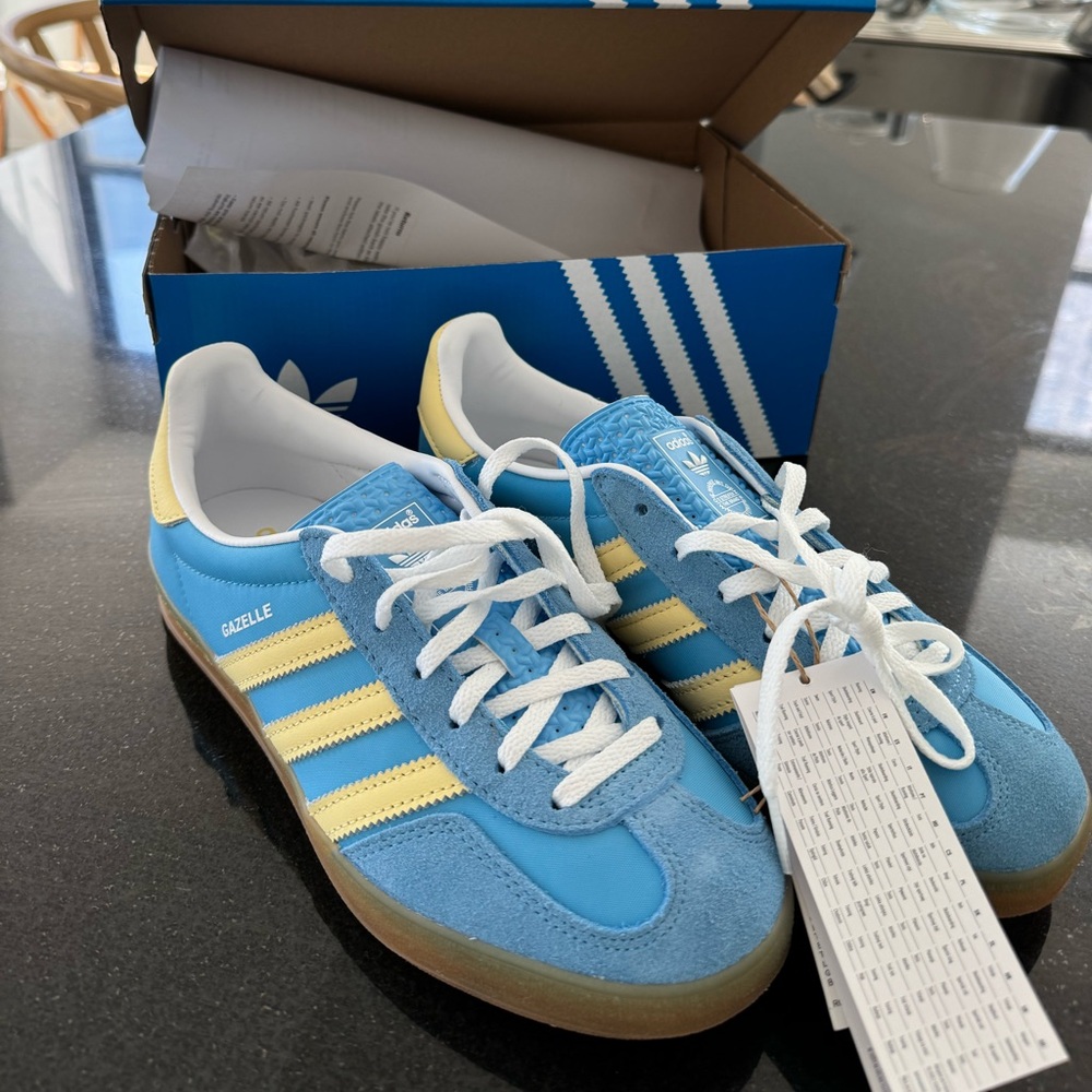 Adidas Gazelle Blue and Yellow Athletic Shoes
